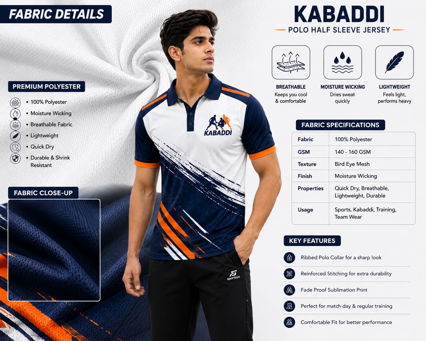Kabaddi Jersey – Polo Half Sleeve T-Shirt