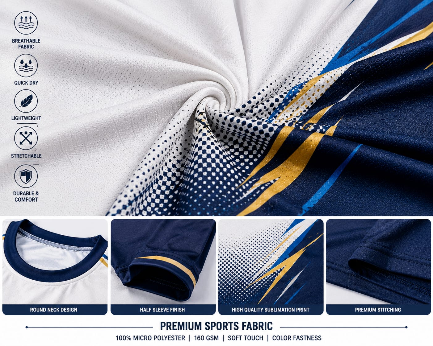 Cricket Jersey – Round Neck Half Sleeve T-Shirt
